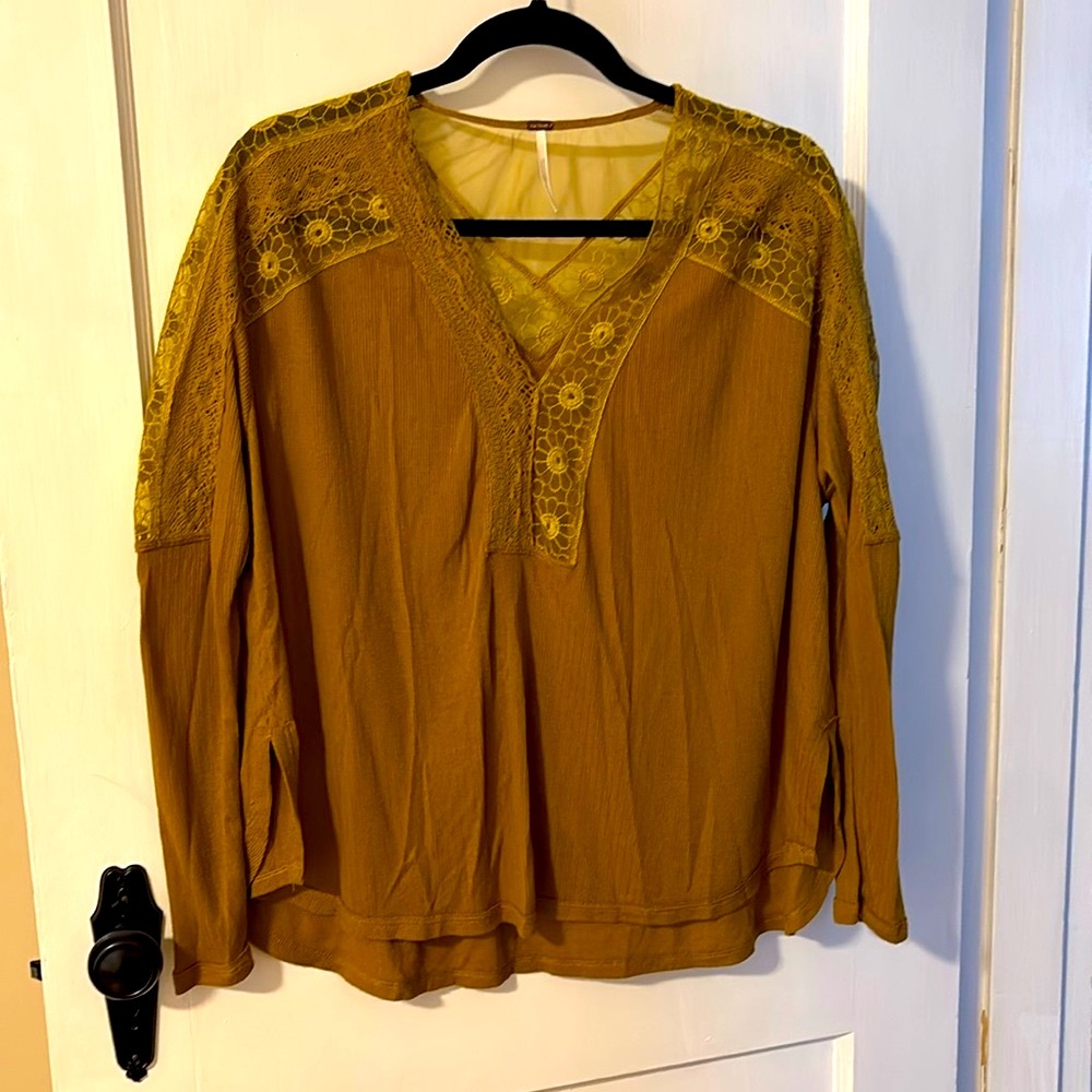 Free People mustard colored top